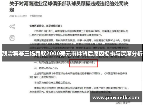 魏震禁赛三场罚款2000美元事件背后原因揭露与深度分析